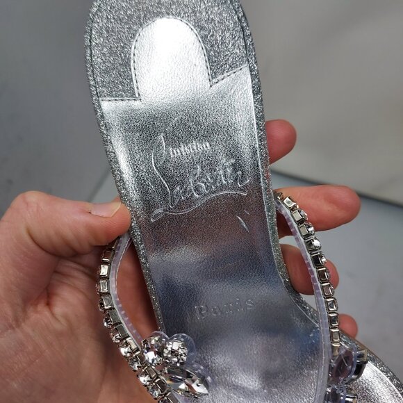 Christian Louboutin Silver Just Queen Crystal Bridal Wedding Heel Sandal - Picture 15 of 15